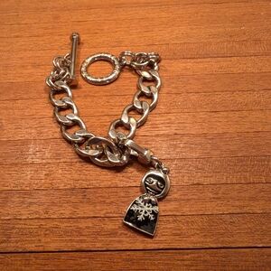 Vintage Marc Jacobs Toggle Silvertone Bracelet With Miss Marc Charm.